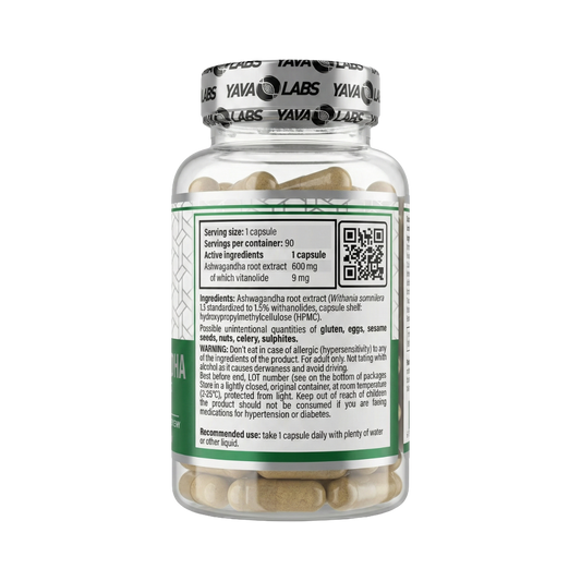Yava Labs, Ashwagandha 600 mg, 90 Capsules