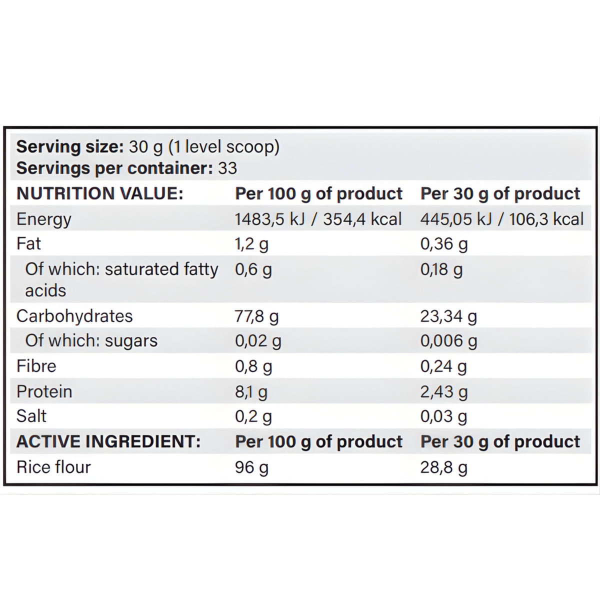 Yava Labs, Cream of Rice, 1kg, 33 Servings